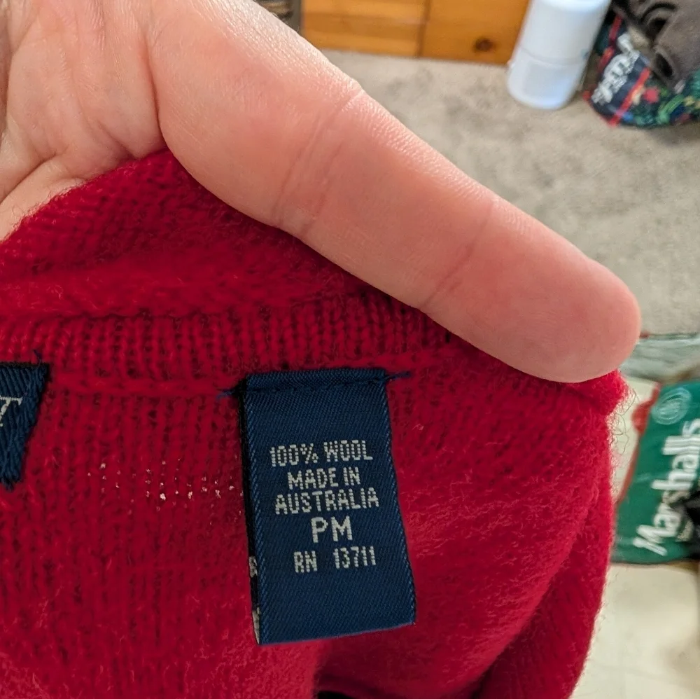 Karen Scott Petites Red 100% Wool Cardigan Sweater PM Australia Made